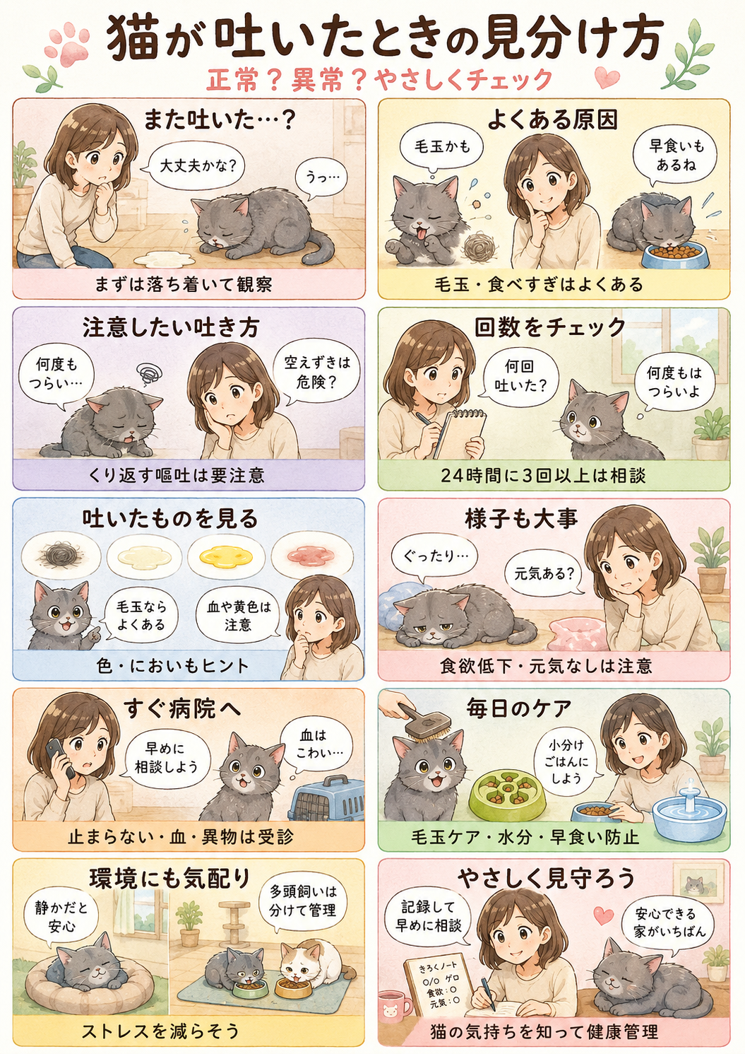 猫の吐く様子でわかる体調の見極め方